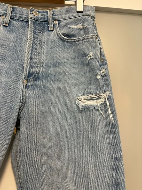 AGOLDE - Light Wash Distressed Straight-Leg Jeans - Picture 4 of 9